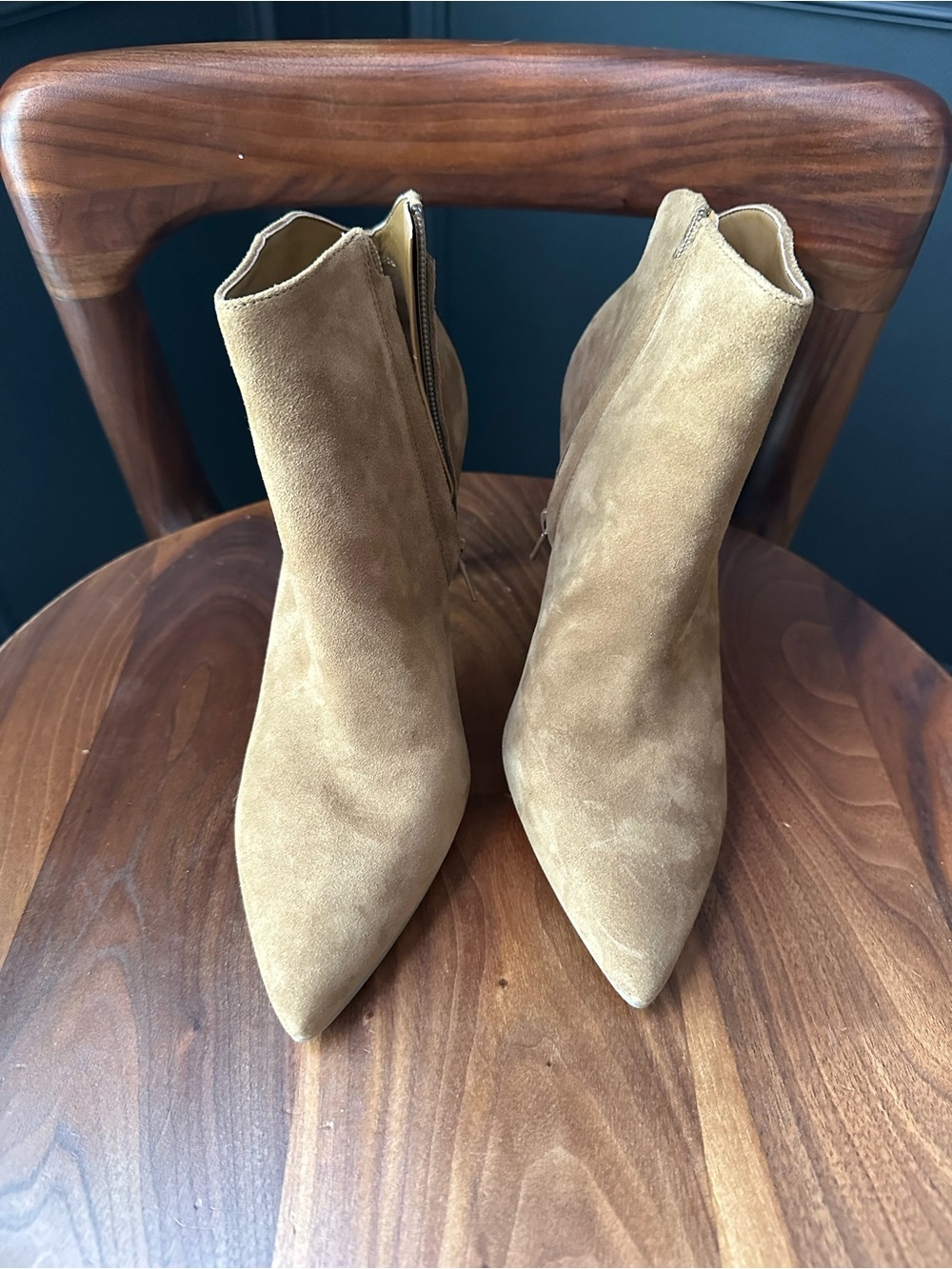 Nine West Tan Suede Pointed-Toe Stiletto Ankle Booties- 7.5 - Picture 6 of 6